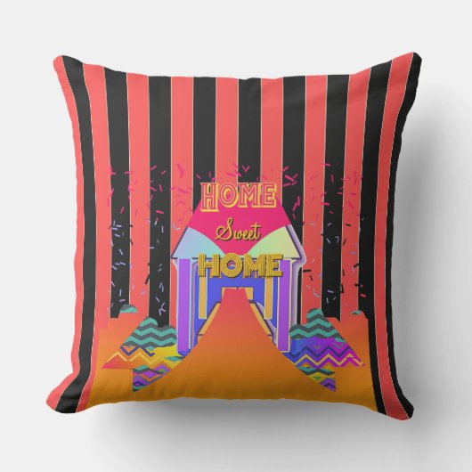 Zuhause Sweet Zuhause Red Black Stripes Kissen (Vorderseite)