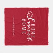 Zuhause Sweet Zuhause Red White Script Familiennam Fleecedecke (Vorderseite (Horizontal))