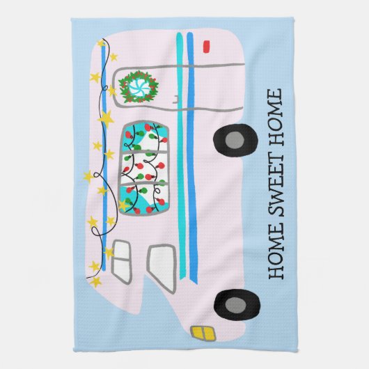 ZUHAUSE SWEET ZUHAUSE Retro Camper Motorhome RV Xm Geschirrtuch (Vertikal)