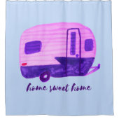 Zuhause Sweet Zuhause Retro RV Trailer Camper Wass Duschvorhang (Vorderseite)
