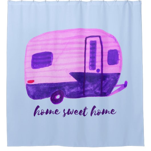 Zuhause Sweet Zuhause Retro RV Trailer Camper Wass Duschvorhang (Vorderseite)