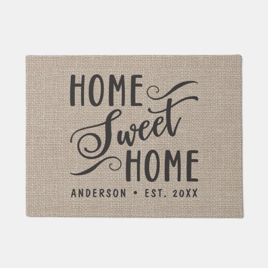 Zuhause Sweet Zuhause Rustic Burlap Country Family Fußmatte (Vorderseite)