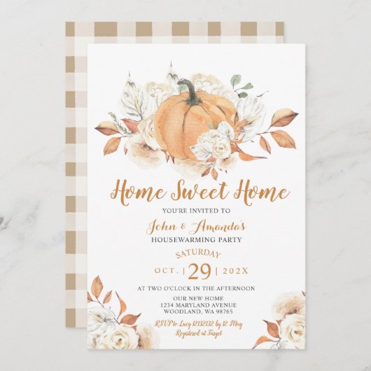 Zuhause Sweet Zuhause Rustic Pumpkin House Erwärmu Einladung (Vorne/Hinten)