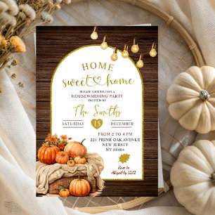 Zuhause Sweet Zuhause Rustic Pumpkin Housewarming  Einladung