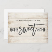 Zuhause Sweet Zuhause Rustic Wood Moving Ankündigu Postkarte (Vorne/Hinten)
