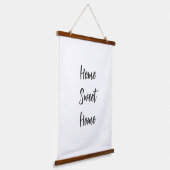 Zuhause Sweet Zuhause, schlicht weiße Wand minimal Wandteppich Mit Holzrahmen (Gewinkelt)