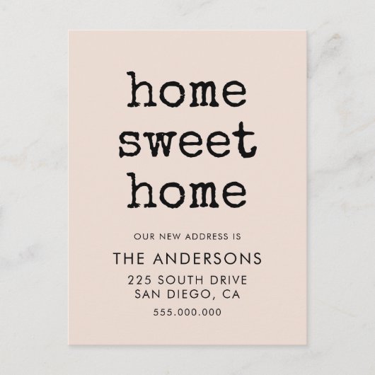 Zuhause Sweet-Zuhause-Schrift-Bewegungsanzeige Postkarte (Vorderseite)