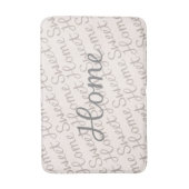 Zuhause Sweet Zuhause Script Design in Grau Cream  Badematte (Vorderseite Vertikal)