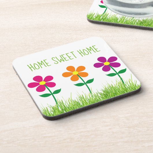 Zuhause Sweet Zuhause Spring Blumen Getränkeuntersetzer (Linke Seite)