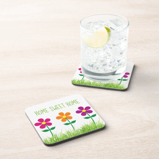 Zuhause Sweet Zuhause Spring Blumen Getränkeuntersetzer (Rechte Seite)