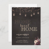 Zuhause Sweet Zuhause,String Lights,Mason Jar,Rose Ankündigungspostkarte (Vorne/Hinten)