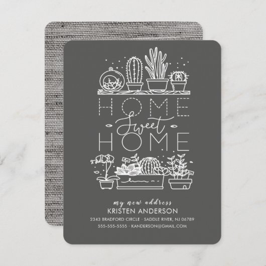 Zuhause Sweet Zuhause Succulent Moving Ankündigung (Vorne/Hinten)