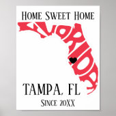 Zuhause Sweet Zuhause Tampa Florida Roter Staat Ka Poster (Vorne)