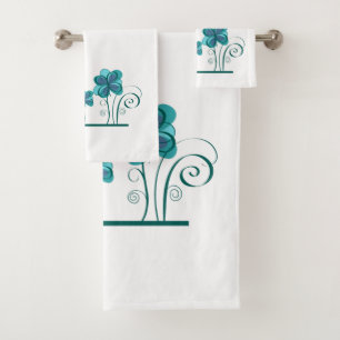 Zuhause Sweet Zuhause Text Watercolor Florals Teew Badhandtuch Set