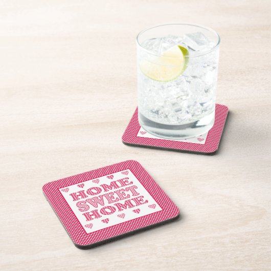 Zuhause Sweet Zuhause Untersetzer, Red and White M Getränkeuntersetzer (Rechte Seite)