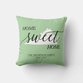Zuhause Sweet Zuhause VA Staat Familienname Throw  Kissen