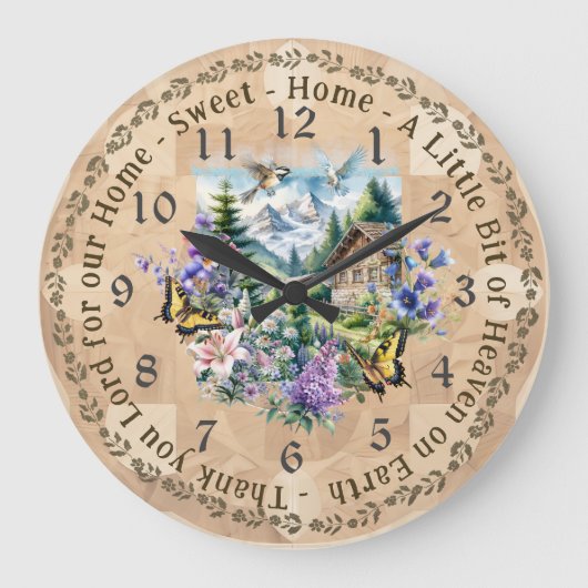 Zuhause Sweet Zuhause Vielen Dank Lord Wall Clock Große Wanduhr (Vorderseite)