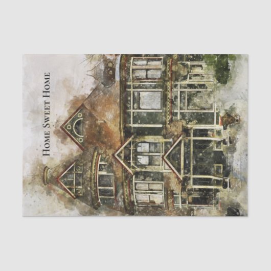 Zuhause Sweet Zuhause Viktorianisch House in Shade Seidenpapier (Vorderseite)
