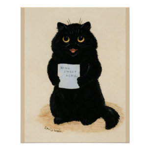 Zuhause Sweet Zuhause von Louis Wain. Schwarze Kat Poster