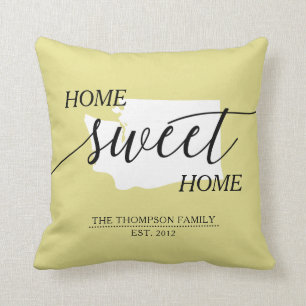 Zuhause Sweet Zuhause WA Staat Familienname Throw Kissen