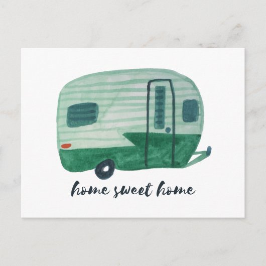 ZUHAUSE SWEET ZUHAUSE Watercolor Camper-Anhänger Postkarte (Vorderseite)
