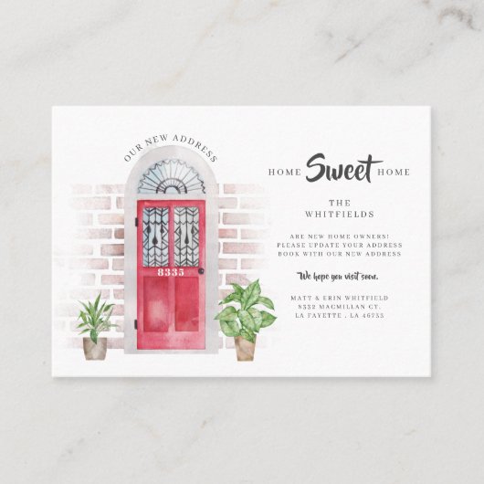 Zuhause Sweet Zuhause Watercolor Moving Ankündigun Visitenkarte (Vorderseite)