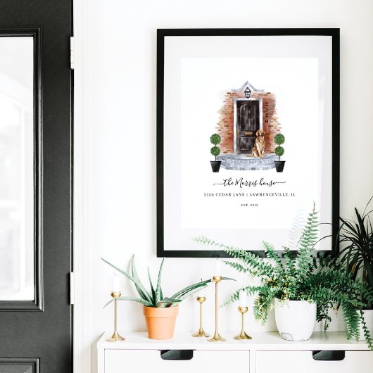 Zuhause Sweet Zuhause Watercolor Red Brick & Black Poster