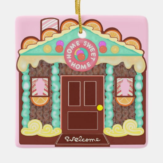 Zuhause Sweet Zuhause Weihnachtsdekoration Keramikornament (Vorderseite)