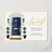 Zuhause Sweet Zuhause - Wir haben die blaue Wasser Folieneinladung (Vorderseite)