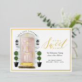 Zuhause Sweet Zuhause - Wir haben die rosa Wasserf Folieneinladung (Stehend vorne)