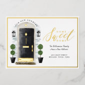 Zuhause Sweet Zuhause Wir haben die schwarze Aquar Folieneinladung (Vorderseite)