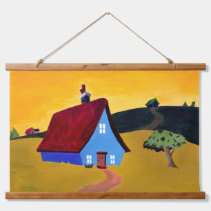 ZUHAUSE SWEET ZUHAUSE Wood Topped Wall Tapestry Wandteppich Mit Holzrahmen