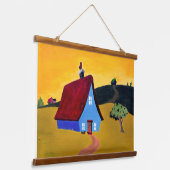 ZUHAUSE SWEET ZUHAUSE Wood Topped Wall Tapestry Wandteppich Mit Holzrahmen (Gewinkelt)