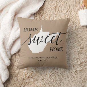 Zuhause Sweet Zuhause WV Staat Familie Name Throw  Kissen