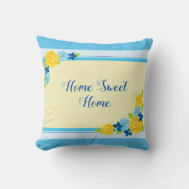 Zuhause Sweet Zuhause Yellow Gingham Country Rose Kissen