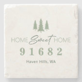 Zuhause Sweet Zuhause Zip Code Steinuntersetzer (Vorderseite)