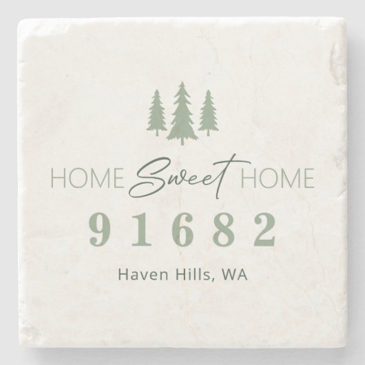 Zuhause Sweet Zuhause Zip Code Steinuntersetzer (Vorderseite)