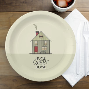 Zuhause Sweet Zuhause Zitat Niedliches Haus Pappteller