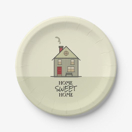Zuhause Sweet Zuhause Zitat Niedliches Haus Pappteller (Vorderseite)