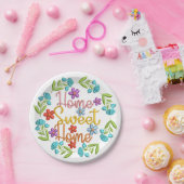 Zuhause Sweet Zuhause Zitat Schöne Blume Pappteller (Party)