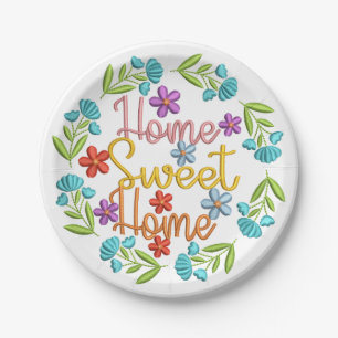 Zuhause Sweet Zuhause Zitat Schöne Blume Pappteller
