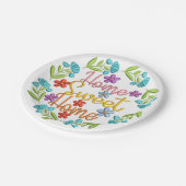 Zuhause Sweet Zuhause Zitat Schöne Blume Pappteller (Schrägansicht)