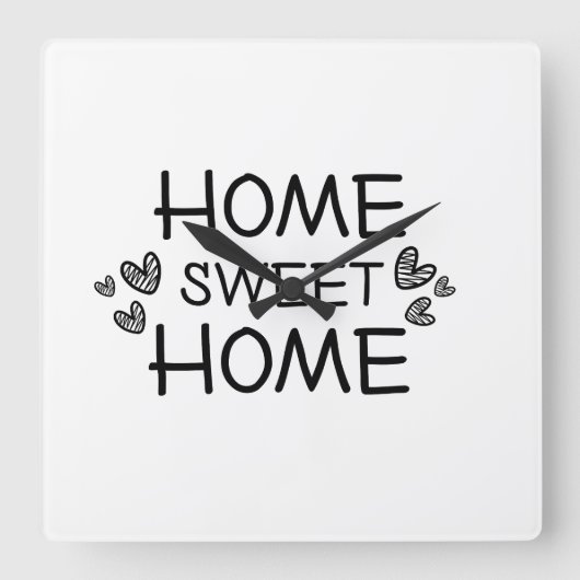 Zuhause Sweß Zuhause-Skript Quadratische Wanduhr (Vorderseite)