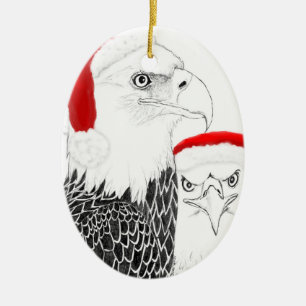 ZUHAUSE SWFL EAGLE NEST PORTRAIT OF LIEBE WEIHNACH KERAMIK ORNAMENT