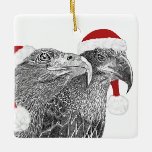 ZUHAUSE SWFL NEST EAGLE EYE SPARKLE WEIHNACHTSMANN KERAMIKORNAMENT (Vorderseite)