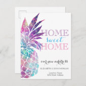 Zuhause Swwt Zuhause, Ananas, neue Adresse Ankündigungspostkarte (Vorne/Hinten)