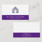 Zuhause-Symbol für Real Anwesen | Lila Trimm Visitenkarte (Vorne/Hinten)