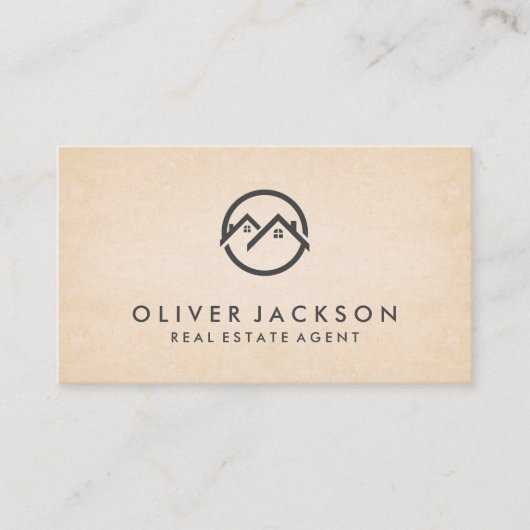 Zuhause-Symbol für Real Anwesen | Papiertextur Visitenkarte (Vorderseite)
