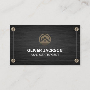 Zuhause-Symbol für Real Anwesen   Schwarzes Metall Visitenkarte