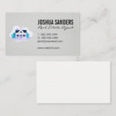 Zuhause-Symbol | Ledertextur Visitenkarte (Vorne/Hinten)